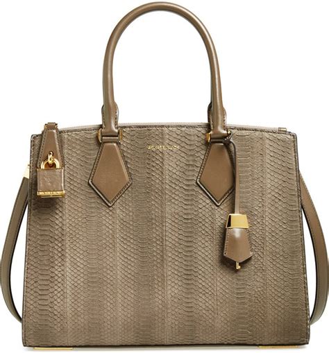 michael kors snakeskin satchel|Michael Kors mid signature.